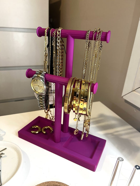 Double T-Bar Jewellery Display Stand Hanging Rack Bracelet Necklace Organiser