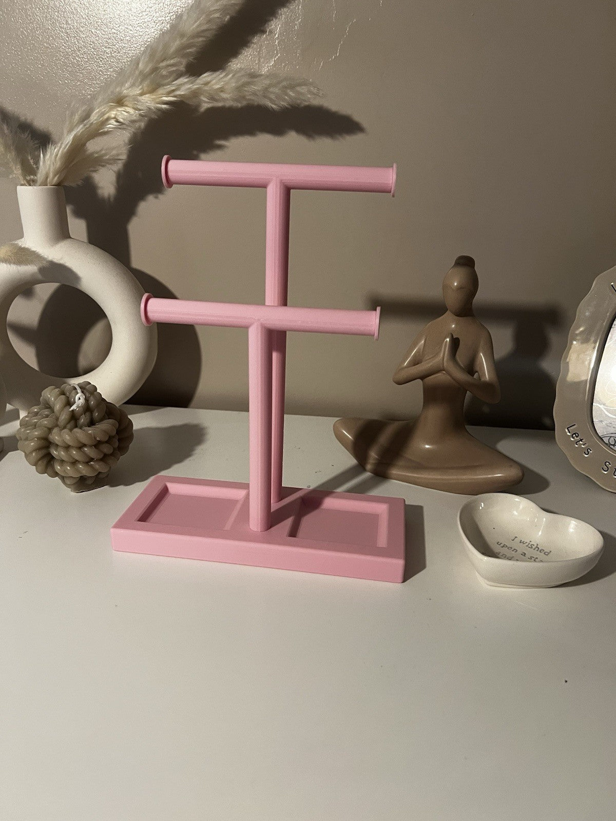 Double T-Bar Jewellery Display Stand Hanging Rack Bracelet Necklace Organiser