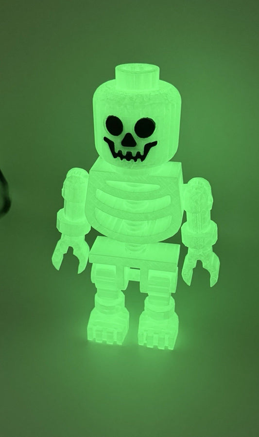 Large LEGO-Inspired Skeleton Glow In The Dark Figure 10” Tall – Halloween Model