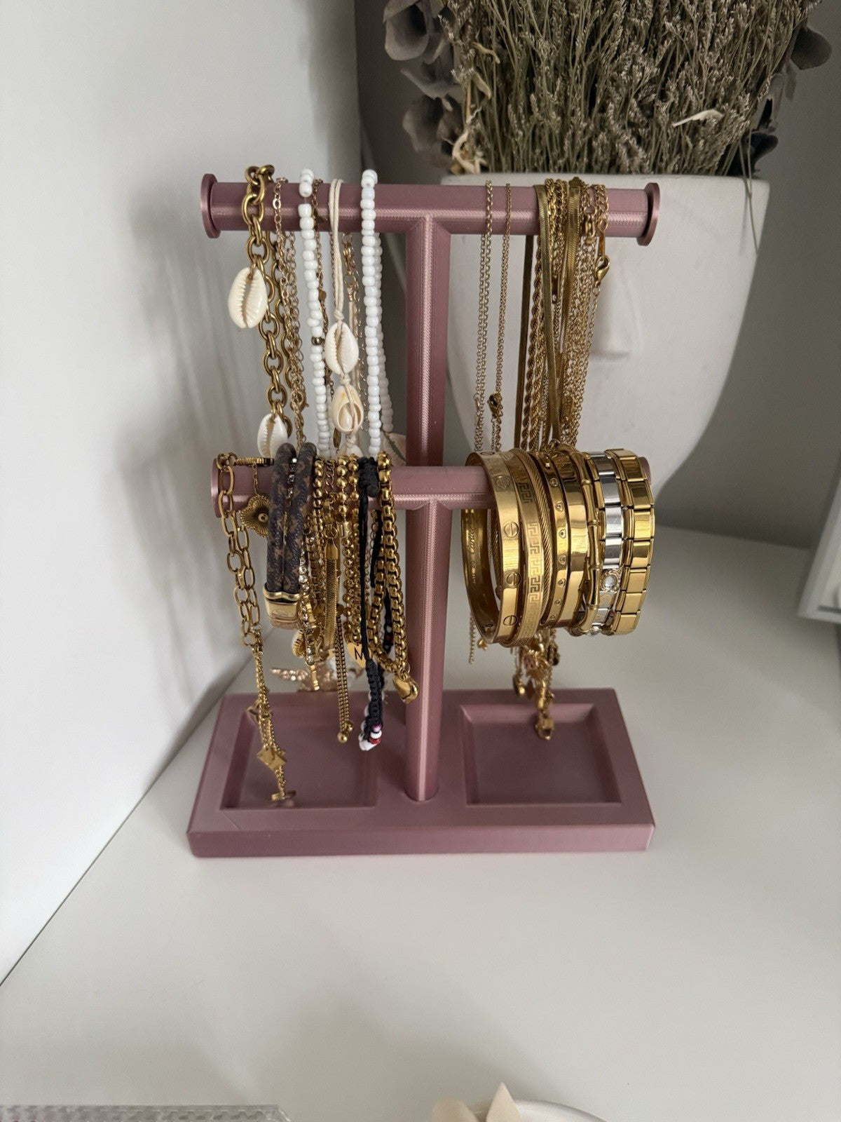 Double T-Bar Jewellery Display Stand Hanging Rack Bracelet Necklace Organiser