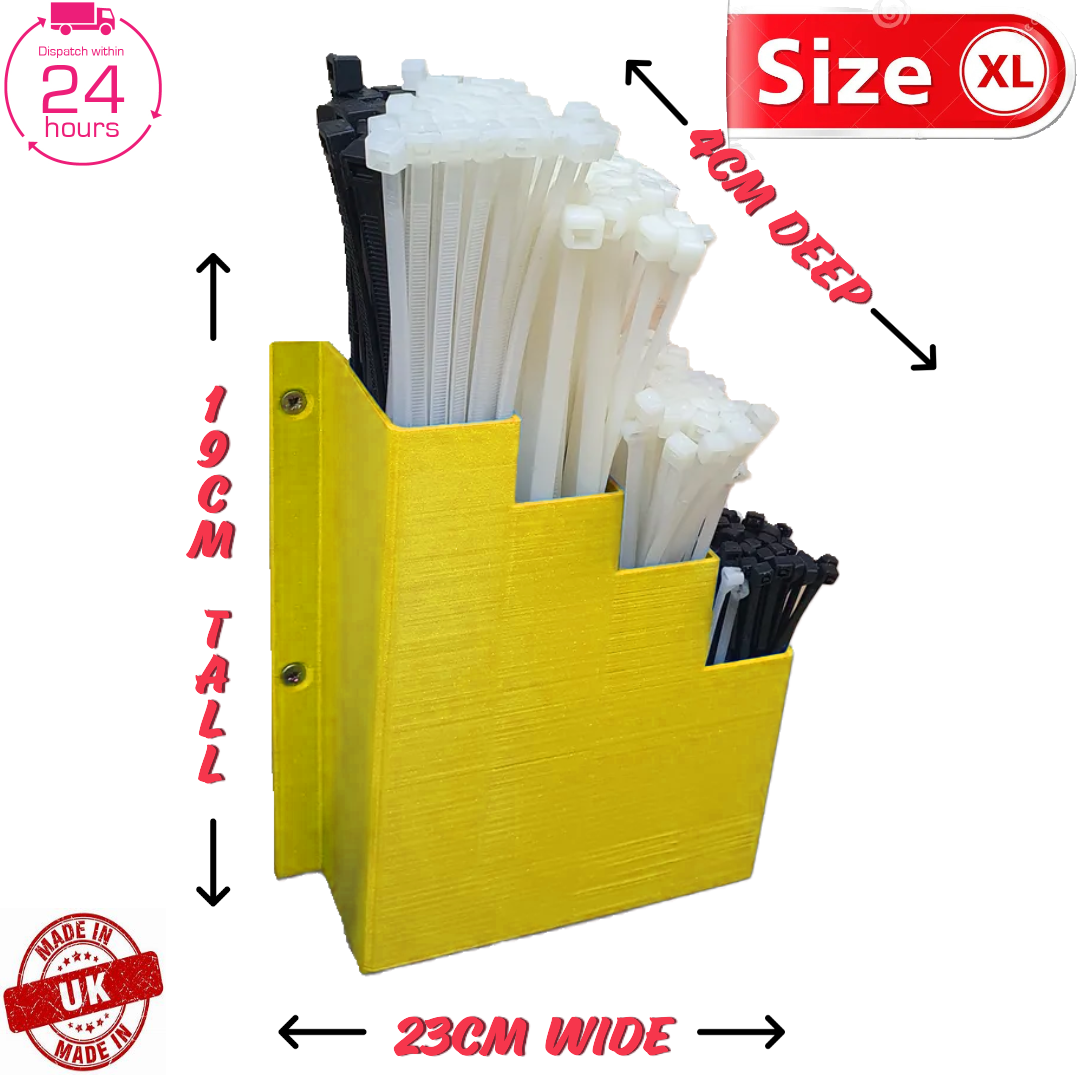XL Extra Large Yellow Cable Tie Holder Zip Tie Storage Rack Wall Mount Organiser