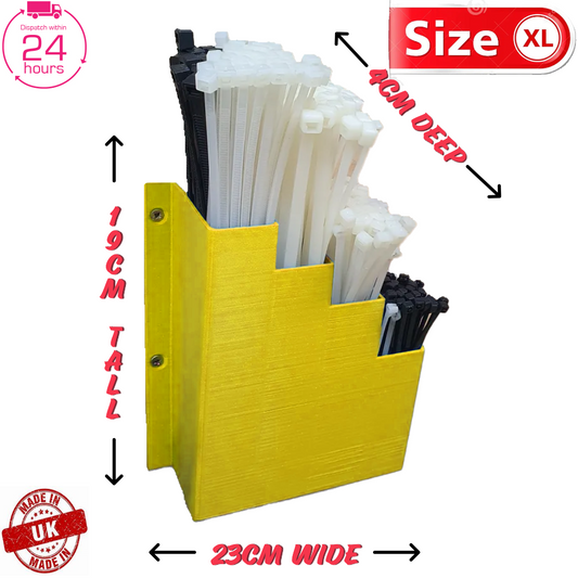 XL Extra Large Yellow Cable Tie Holder Zip Tie Storage Rack Wall Mount Organiser