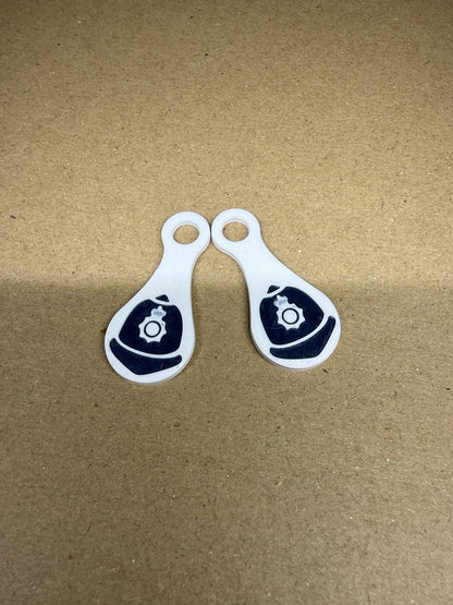 2 Police Custodian Helmet Hat Bobby Shopping Kart Trolley Token Keyring Tag Coin