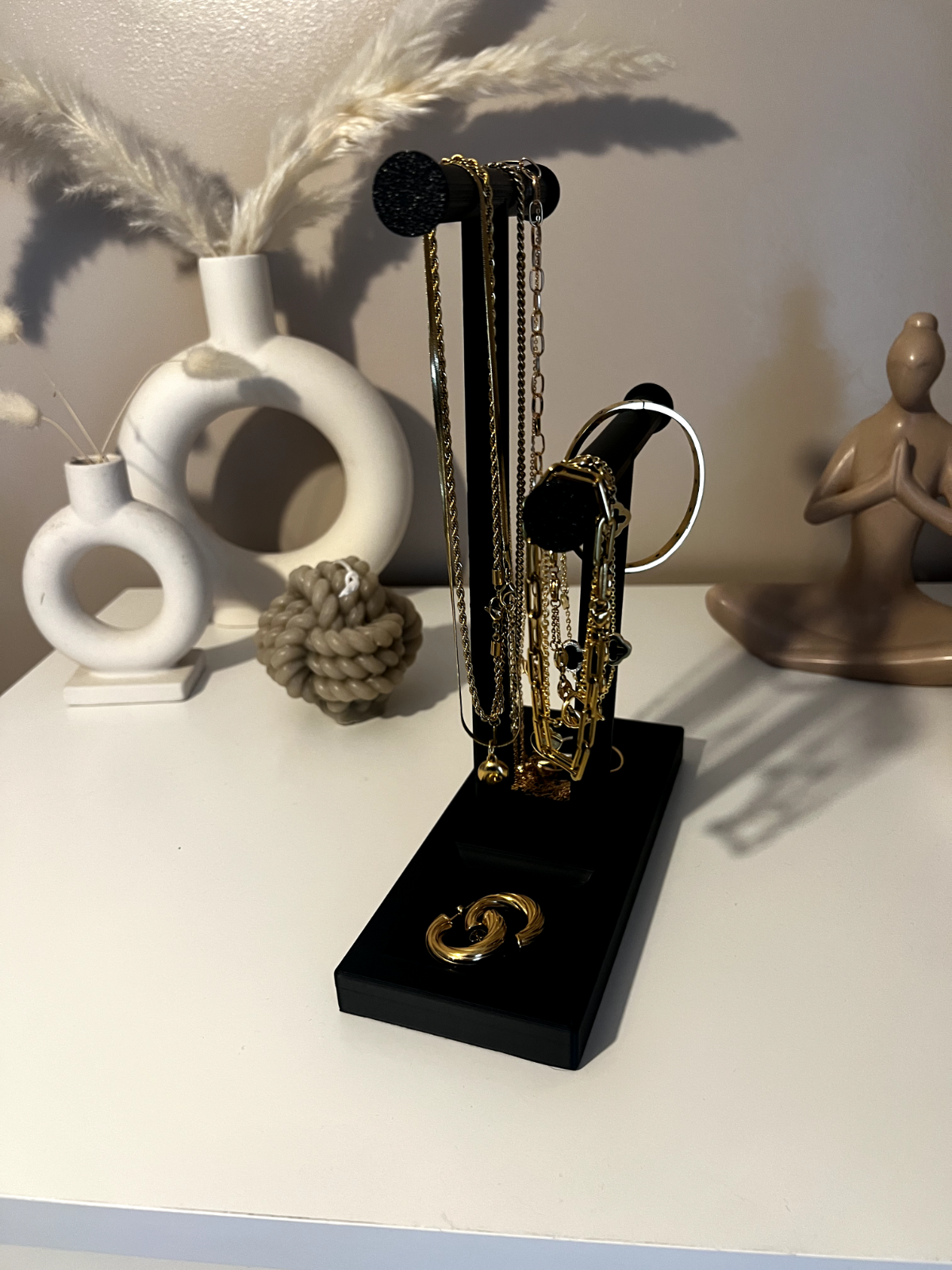 Double T-Bar Jewellery Display Stand Hanging Rack Bracelet Necklace Organiser