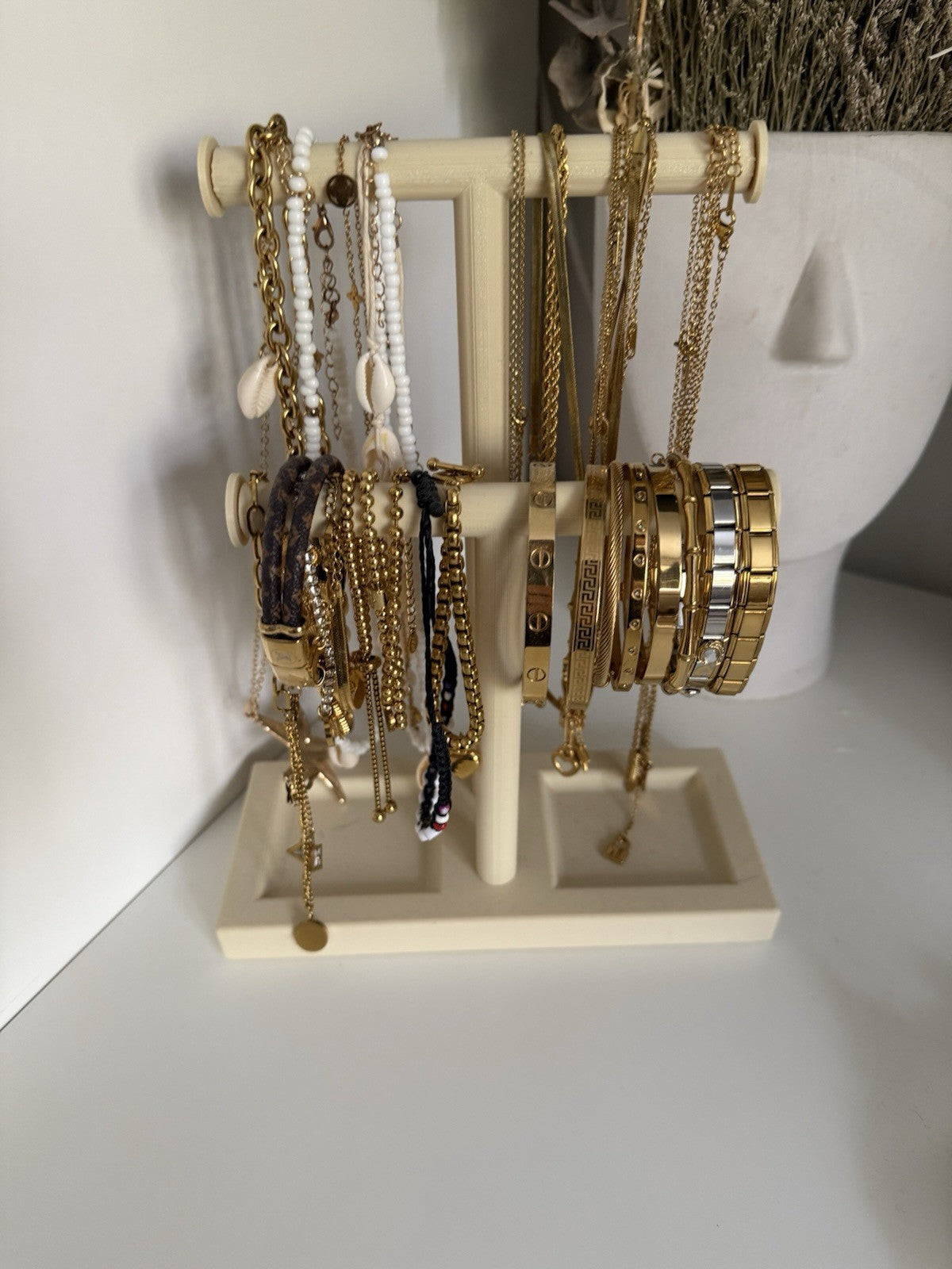 Double T-Bar Jewellery Display Stand Hanging Rack Bracelet Necklace Organiser