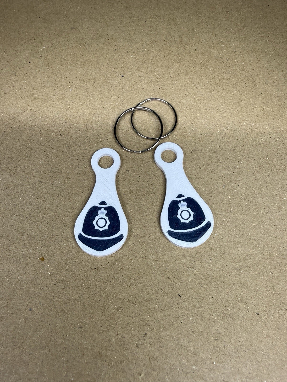 2 Police Custodian Helmet Hat Bobby Shopping Kart Trolley Token Keyring Tag Coin