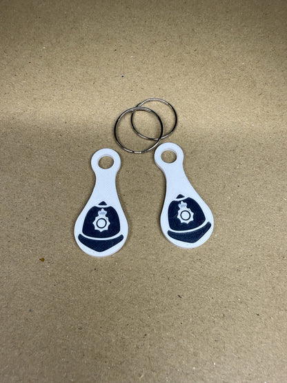 2 Police Custodian Helmet Hat Bobby Shopping Kart Trolley Token Keyring Tag Coin