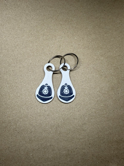 2 Police Custodian Helmet Hat Bobby Shopping Kart Trolley Token Keyring Tag Coin