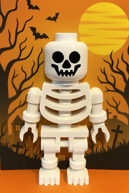 Large LEGO-Inspired Skeleton Figure 10” Tall – Halloween Decor, Display Model
