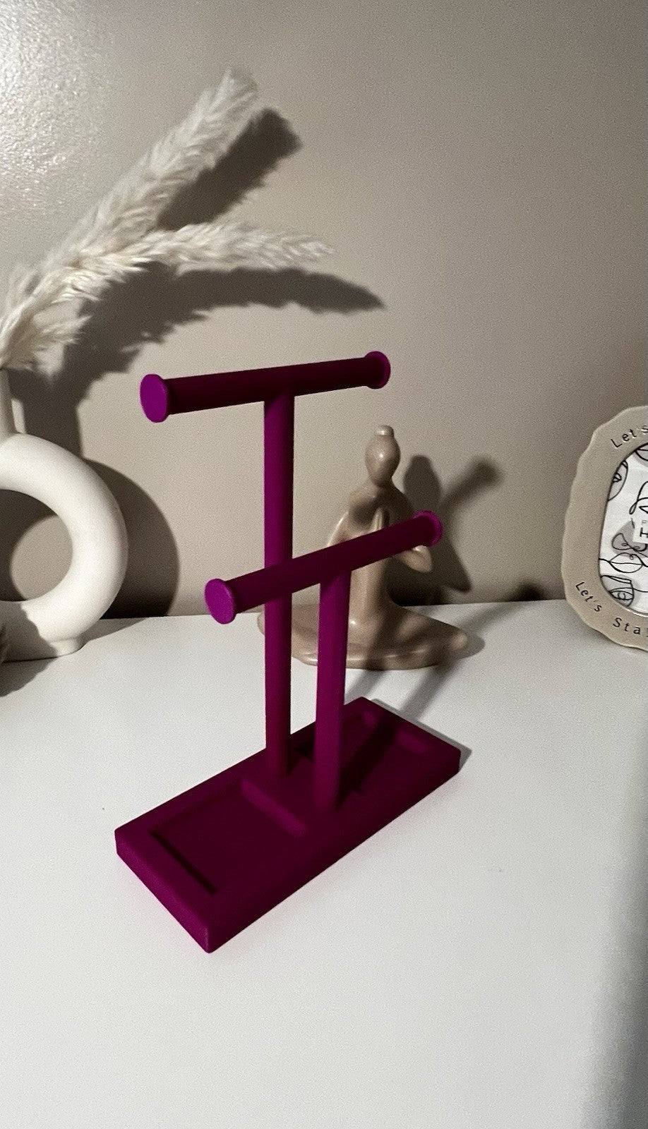 Double T-Bar Jewellery Display Stand Hanging Rack Bracelet Necklace Organiser