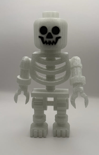 Large LEGO-Inspired Skeleton Glow In The Dark Figure 10” Tall – Halloween Model