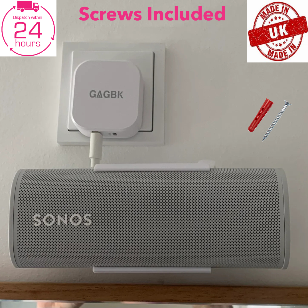 White Horizontal Wall Mount for Sonos Roam Bracket Holder Mount Stand UK