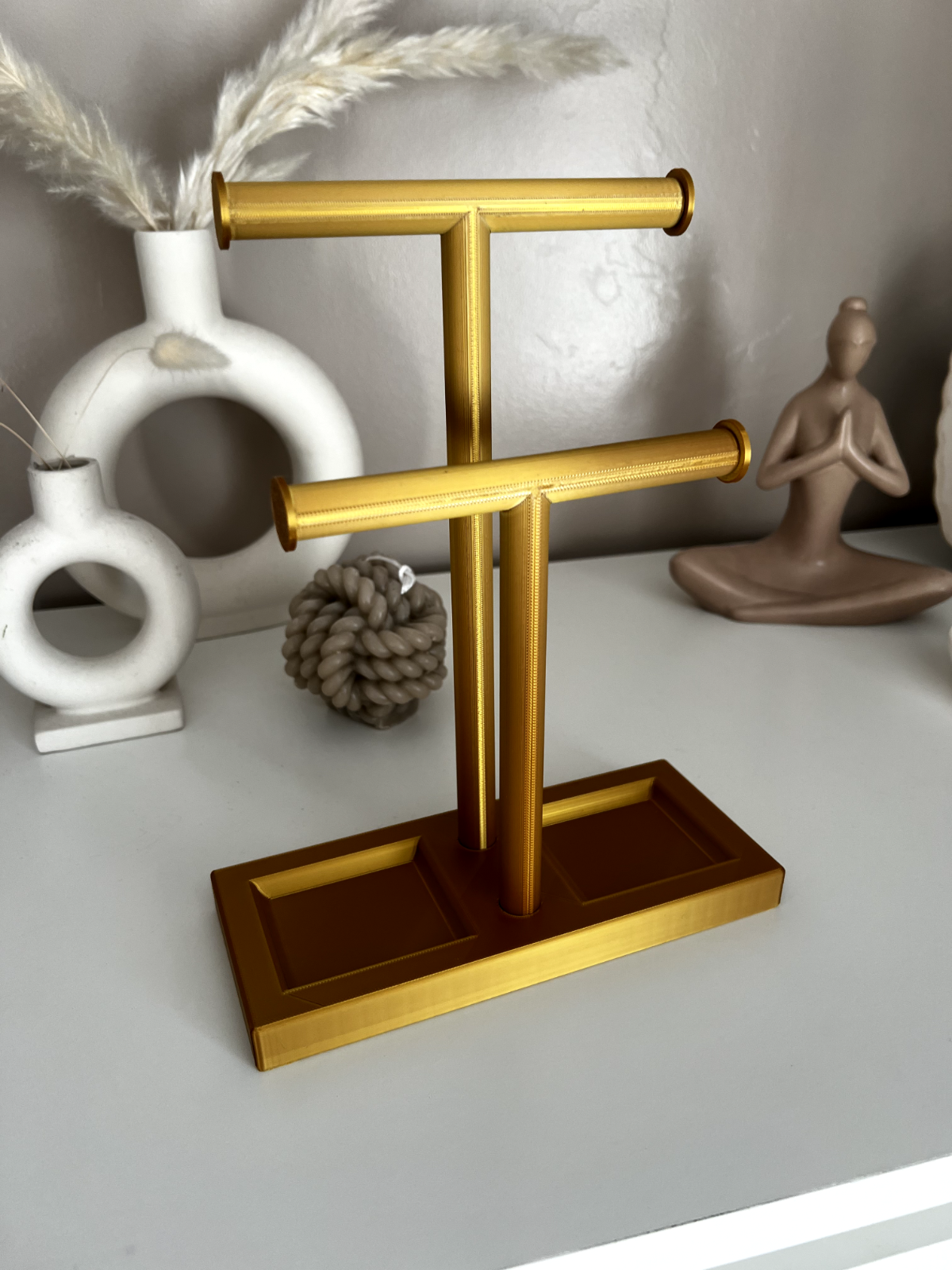 Double T-Bar Jewellery Display Stand Hanging Rack Bracelet Necklace Organiser