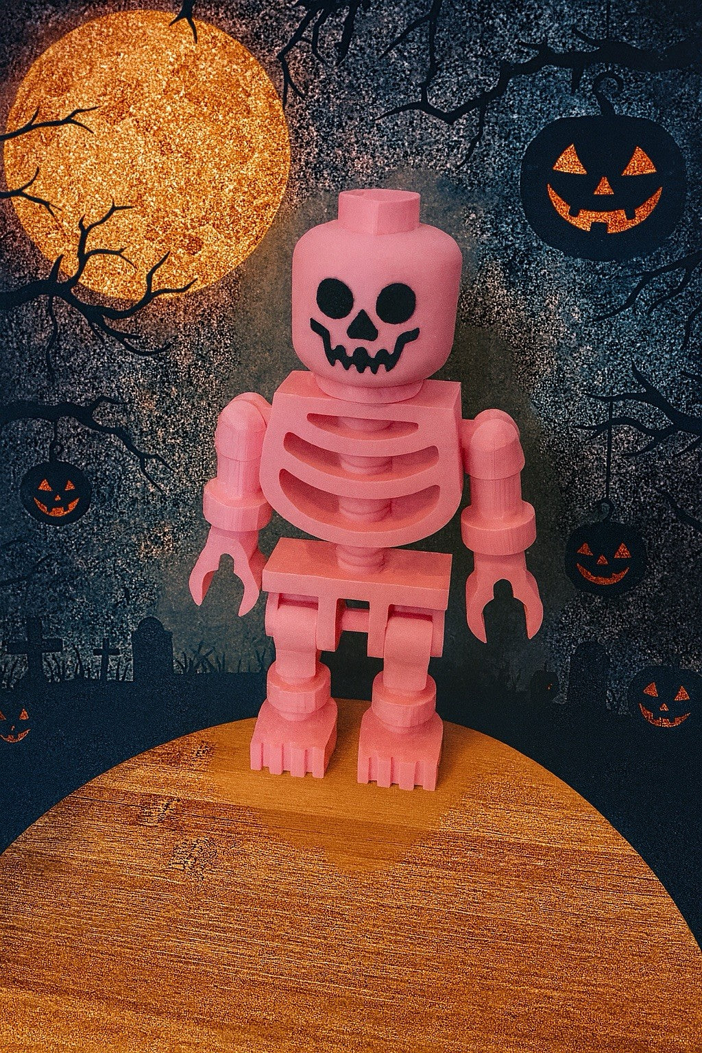 Large LEGO-Inspired Skeleton Figure 10” Tall – Halloween Decor, Display Model