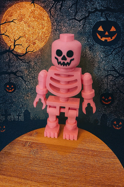 Large LEGO-Inspired Skeleton Figure 10” Tall – Halloween Decor, Display Model