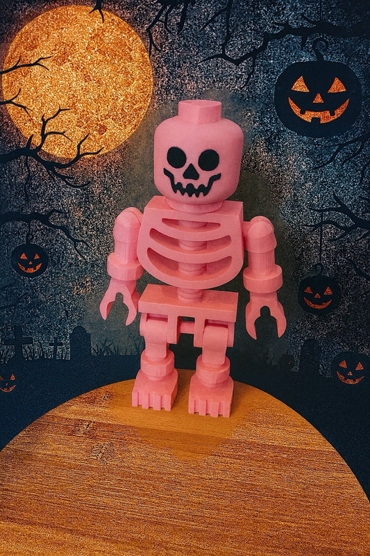 Large LEGO-Inspired Skeleton Figure 10” Tall – Halloween Decor, Display Model