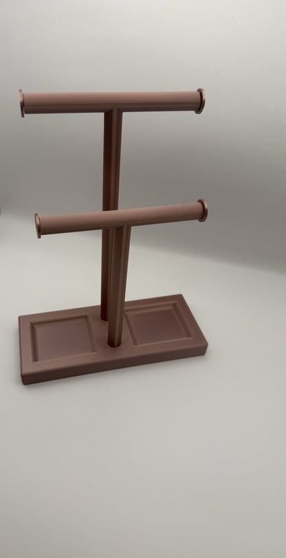 Double T-Bar Jewellery Display Stand Hanging Rack Bracelet Necklace Organiser