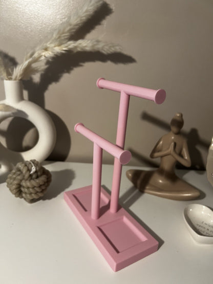 Double T-Bar Jewellery Display Stand Hanging Rack Bracelet Necklace Organiser