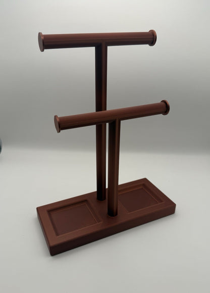 Double T-Bar Jewellery Display Stand Hanging Rack Bracelet Necklace Organiser