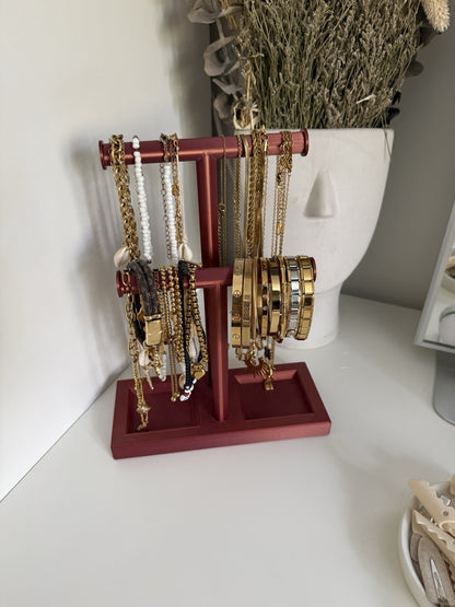 Double T-Bar Jewellery Display Stand Hanging Rack Bracelet Necklace Organiser