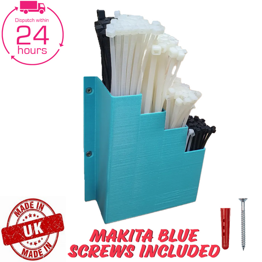 Cable Tie Holder Zip Tie Storage Rack Wall Mount Organiser Container Makita blue
