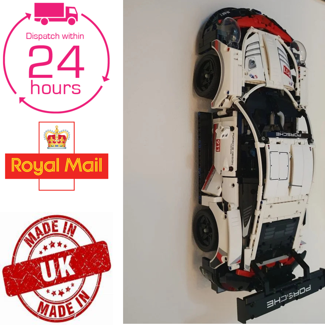 For Lego Technic Cars Porsche 911 RSR 42096 3D Printed White Wall Bracket Mount