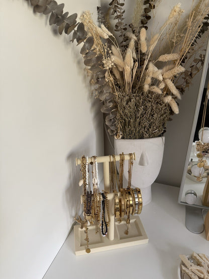 Double T-Bar Jewellery Display Stand Hanging Rack Bracelet Necklace Organiser