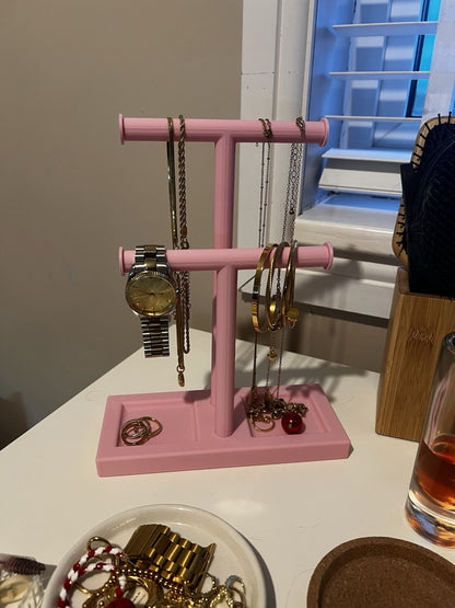 Double T-Bar Jewellery Display Stand Hanging Rack Bracelet Necklace Organiser