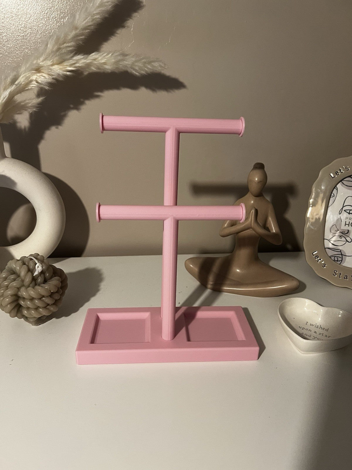 Double T-Bar Jewellery Display Stand Hanging Rack Bracelet Necklace Organiser