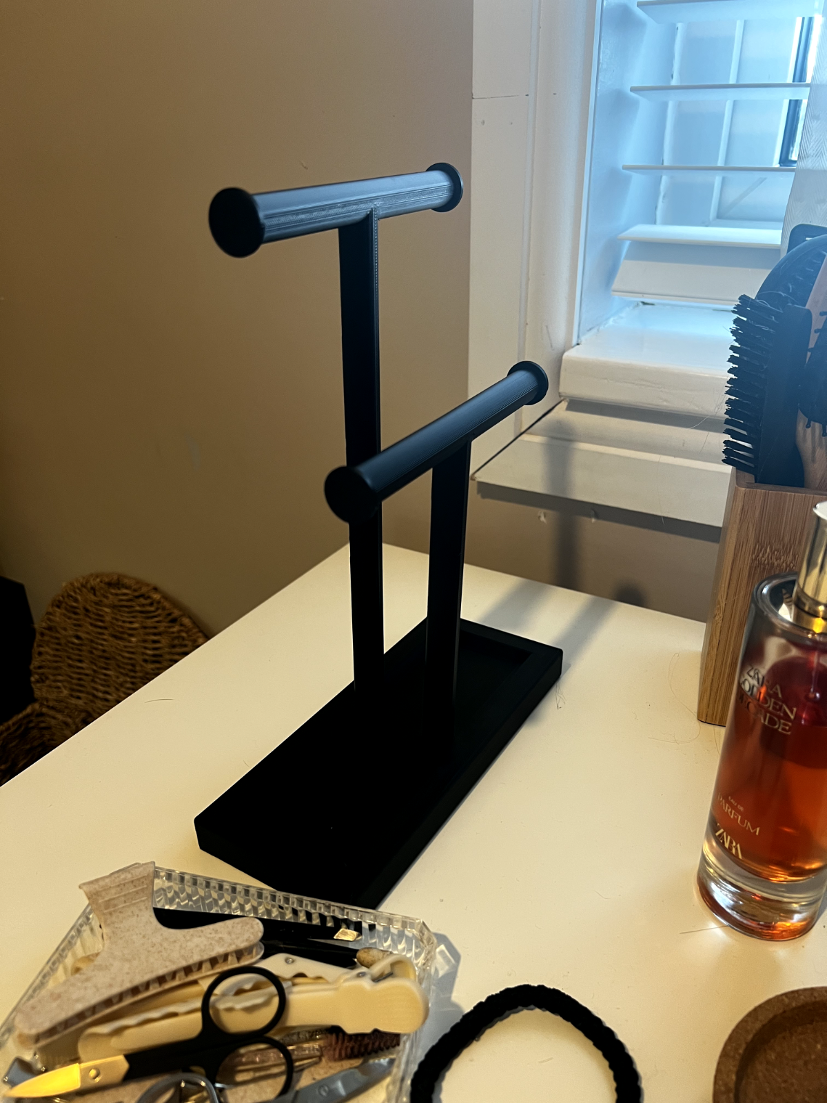 Double T-Bar Jewellery Display Stand Hanging Rack Bracelet Necklace Organiser