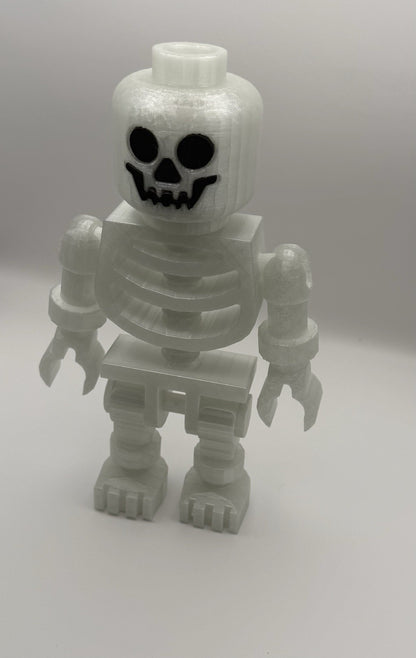 Large LEGO-Inspired Skeleton Glow In The Dark Figure 10” Tall – Halloween Model