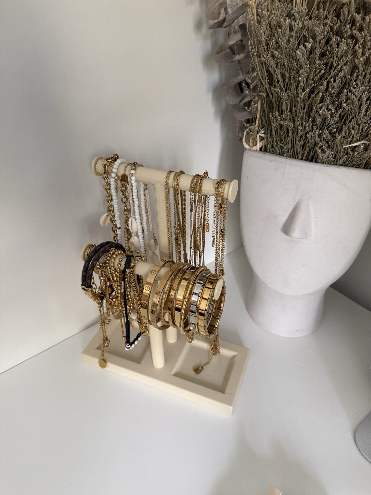 Double T-Bar Jewellery Display Stand Hanging Rack Bracelet Necklace Organiser