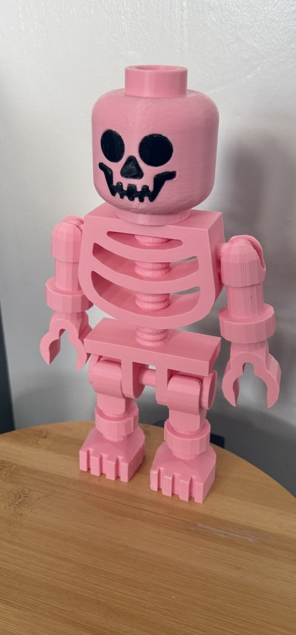 Large LEGO-Inspired Skeleton Figure 10” Tall – Halloween Decor, Display Model
