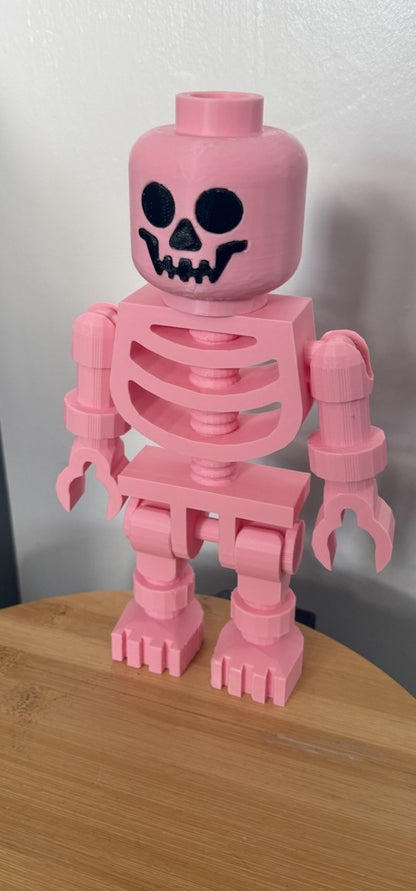Large LEGO-Inspired Skeleton Figure 10” Tall – Halloween Decor, Display Model