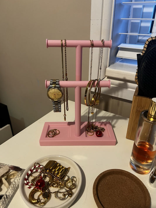 Double T-Bar Jewellery Display Stand Hanging Rack Bracelet Necklace Organiser