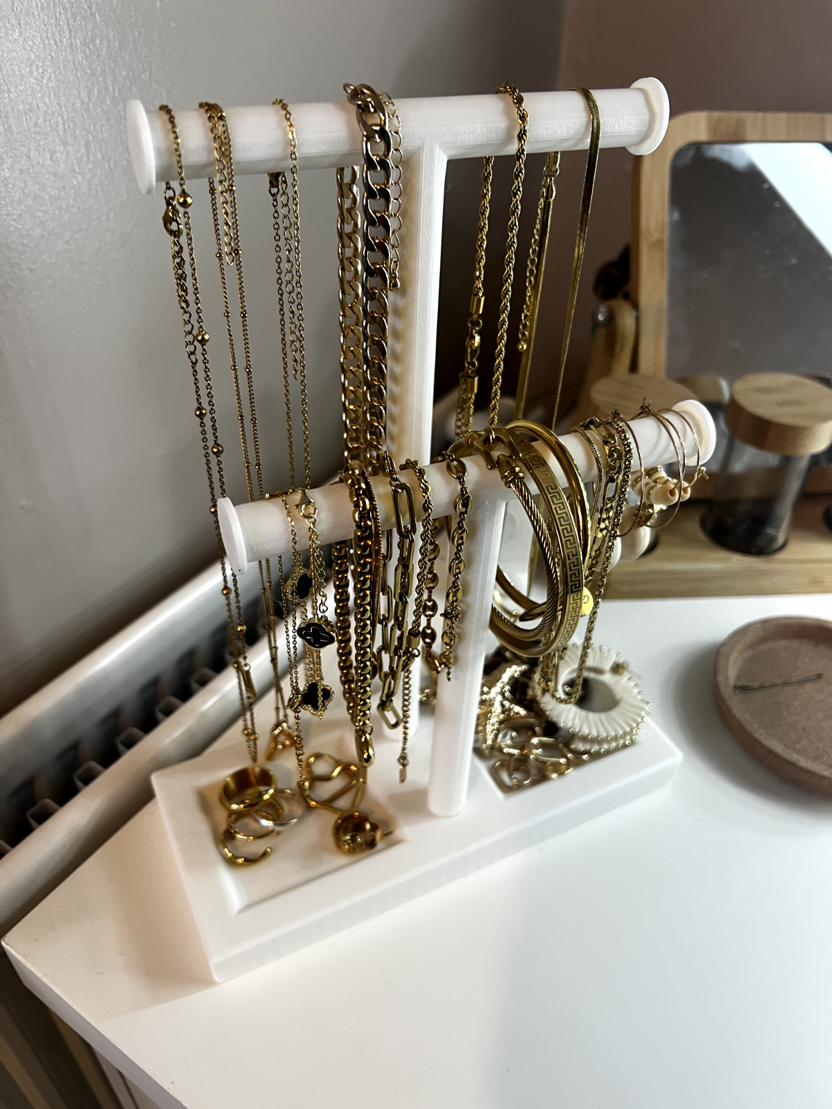 Double T-Bar Jewellery Display Stand Hanging Rack Bracelet Necklace Organiser