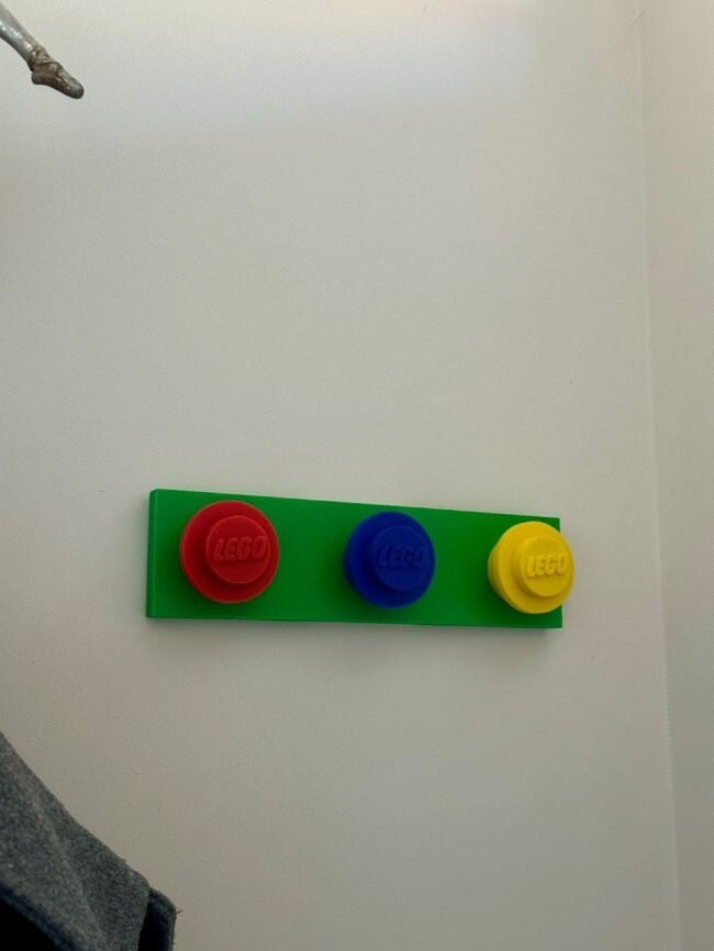 3d Printed Lego inspired Stud Wall Coat Bag Rucksack Hook Hanger Tidy Organiser