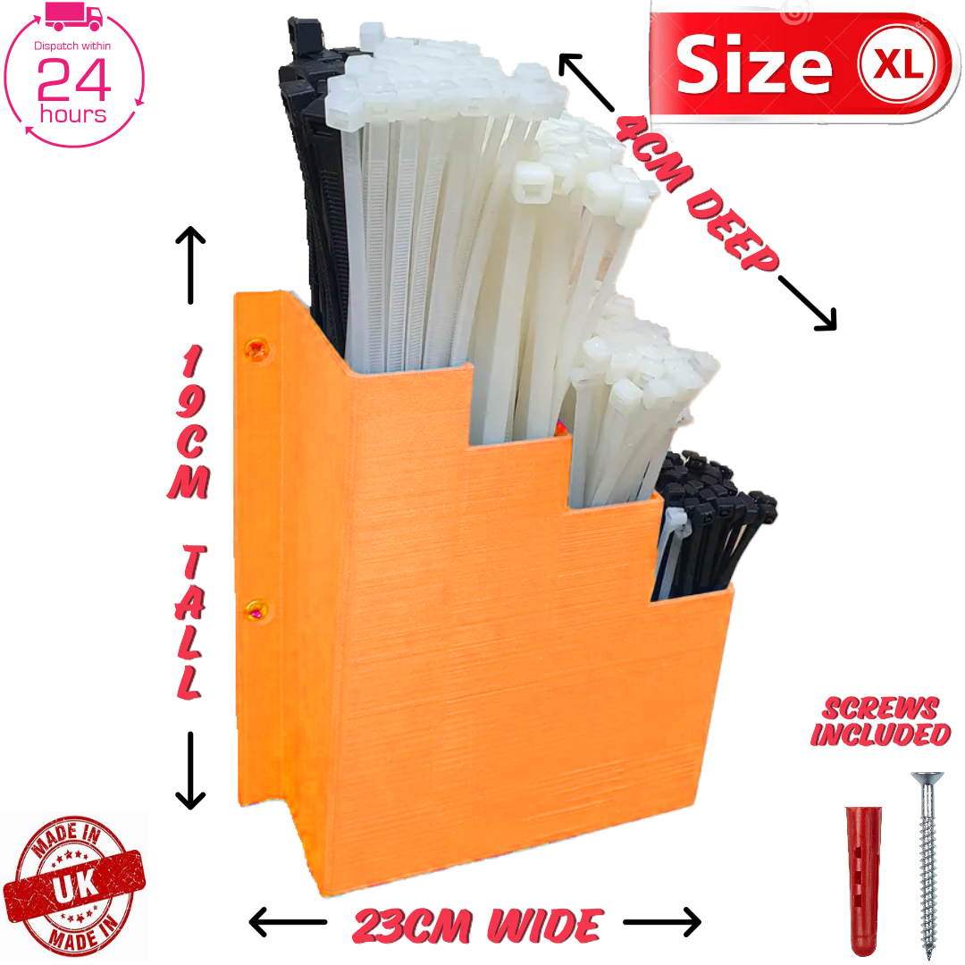 XL Extra Large Orange Cable Tie Holder Zip Tie Storage Rack Wall Mount Organiser