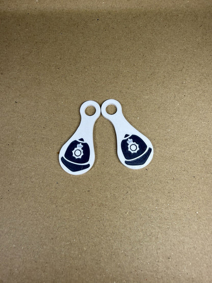 2 Police Custodian Helmet Hat Bobby Shopping Kart Trolley Token Keyring Tag Coin