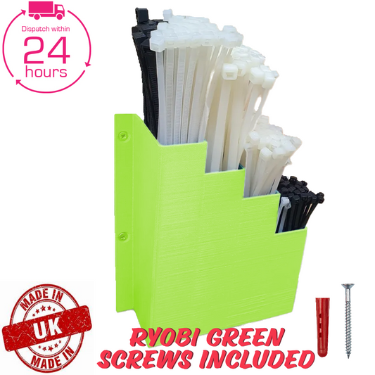 Cable Tie Holder Zip Tie Storage Rack Wall Mount Organiser Container Ryobi Green