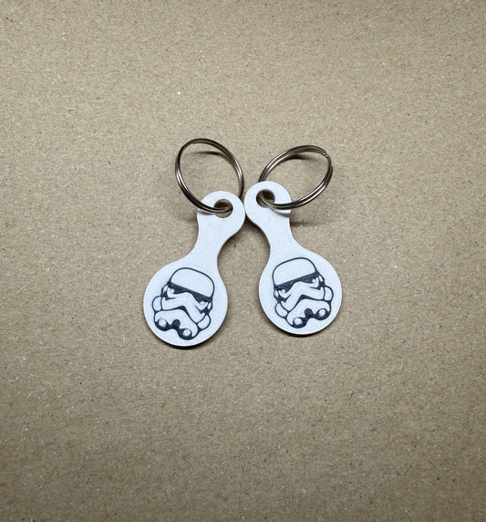 2x Star Wars Themed Stormtrooper Shopping Kart Trolley Tokens Keyring Tag Coin