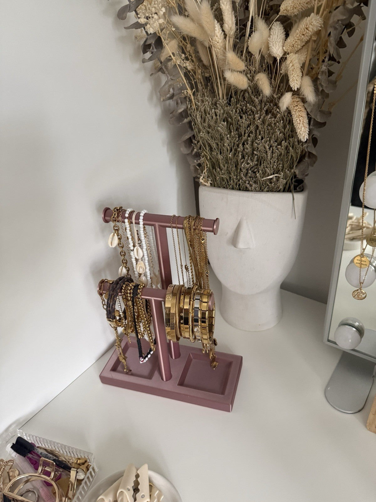 Double T-Bar Jewellery Display Stand Hanging Rack Bracelet Necklace Organiser