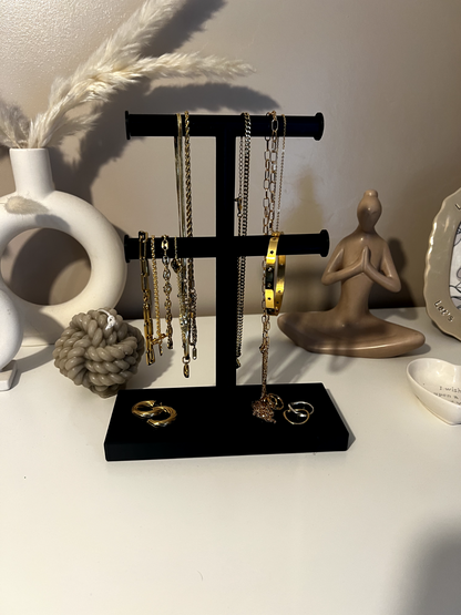 Double T-Bar Jewellery Display Stand Hanging Rack Bracelet Necklace Organiser