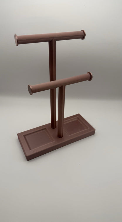 Double T-Bar Jewellery Display Stand Hanging Rack Bracelet Necklace Organiser