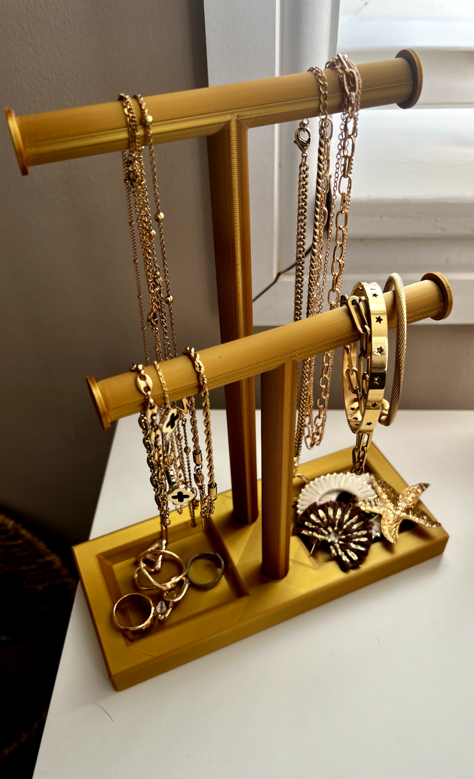 Double T-Bar Jewellery Display Stand Hanging Rack Bracelet Necklace Organiser