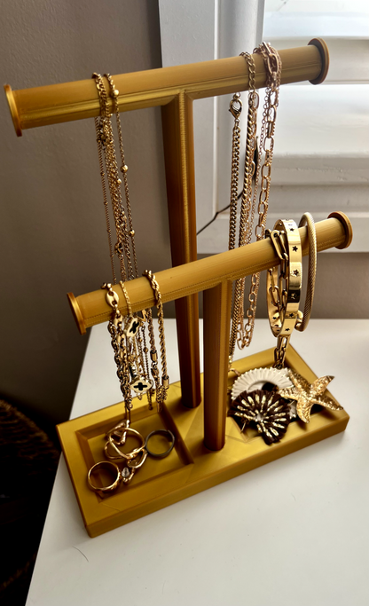 Double T-Bar Jewellery Display Stand Hanging Rack Bracelet Necklace Organiser