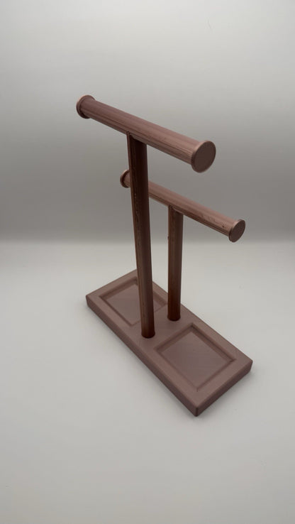 Double T-Bar Jewellery Display Stand Hanging Rack Bracelet Necklace Organiser