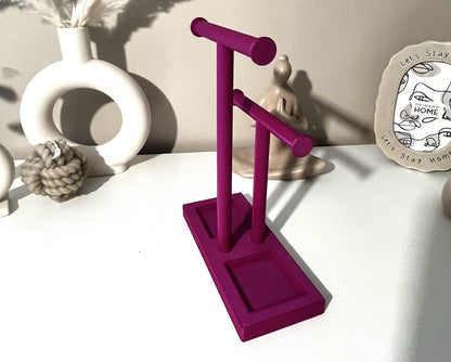 Double T-Bar Jewellery Display Stand Hanging Rack Bracelet Necklace Organiser