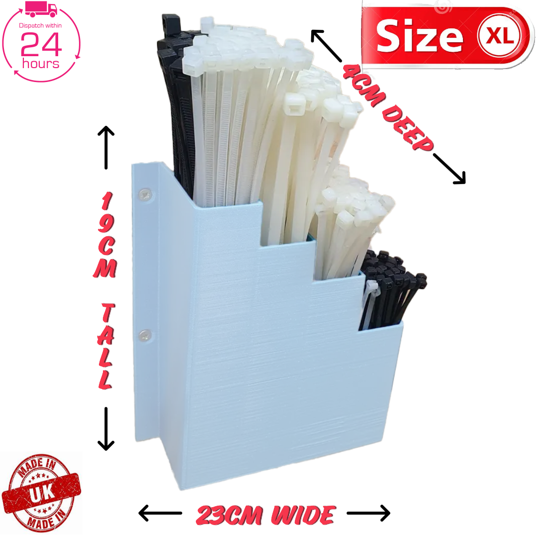 XL Extra Large White Cable Tie Holder Zip Tie Storage Rack Wall Mount Organiser