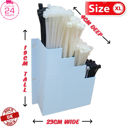 XL Extra Large White Cable Tie Holder Zip Tie Storage Rack Wall Mount Organiser